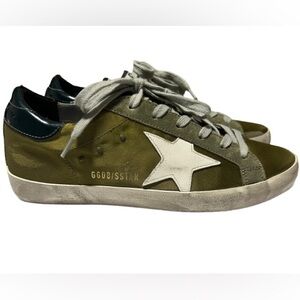 Golden Goose Satin Olive Superstar Sneakers